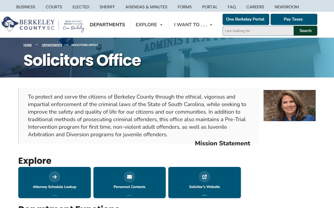 Berkeley County Solicitor court records after arrest source page